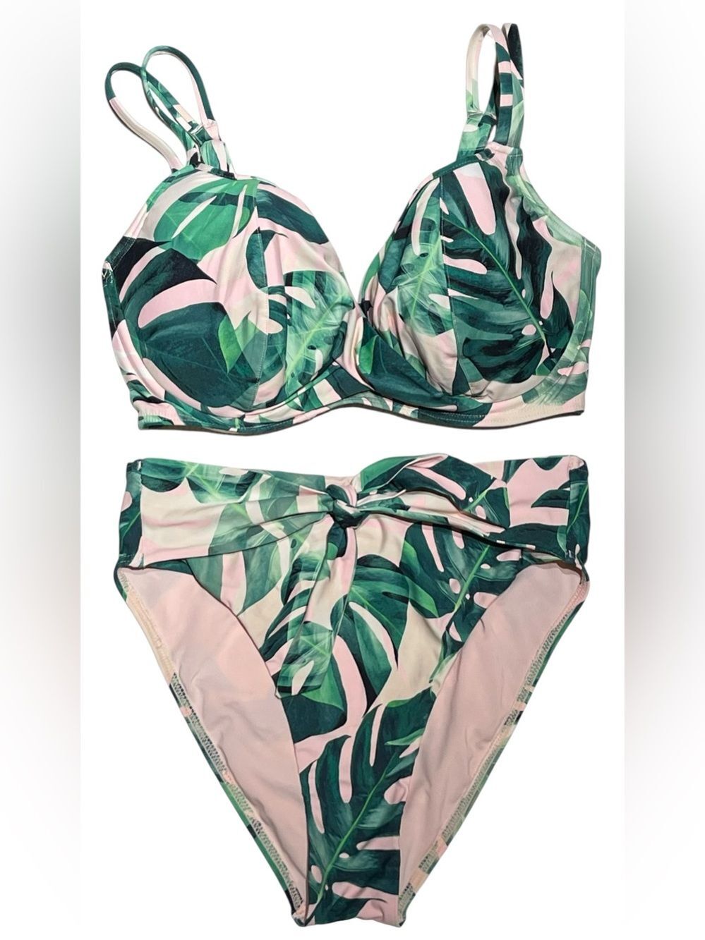 Birdsong Pink Palms Bikini Top 32H Bottom S